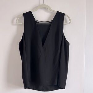 Club Monaco Sleeveless Crepe Black Blouse with sheer panel detail silk